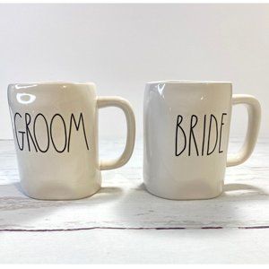 Rae Dunn Groom and Bride Coffee Mugs Artisan Collection Set of 2
